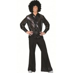 DEGUISEMENT PANTALON VELOURS NOIR BRILLANT TAILLE UNIQUE 