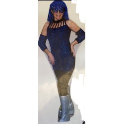 DEGUISEMENT ENSEMBLE PERLE DISCO BLEU TAILE UNIQUE 