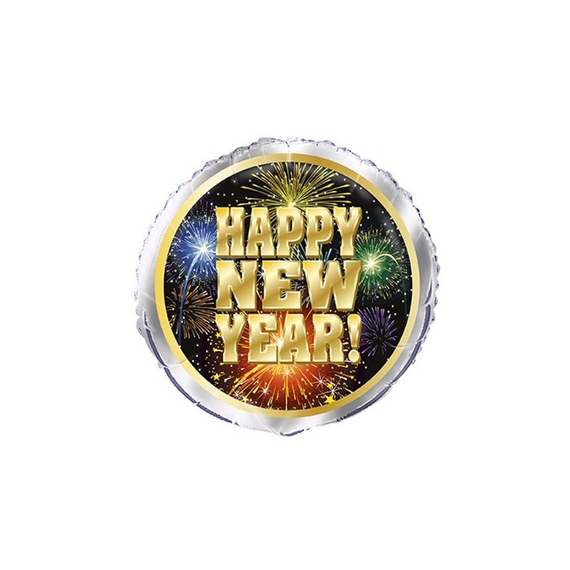 BALLON METALLIQUE ROND HAPPY NEW YEAR 43 CM BALLON METALLIQUE ROND HAPPY NEW YEAR 43 CM