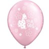 SACHET DE 10 BALLONS LATEX BABY SHOWER IT'S GIRL AVEC GIRAFFE 11"