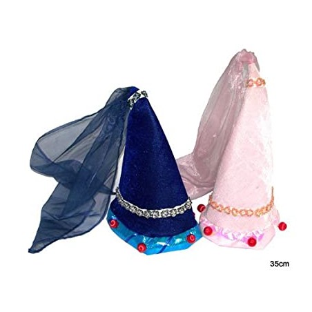 CHAPEAU DE PRINCESSE MEDIEVALE BLEU AVEC VOILE - HENIN