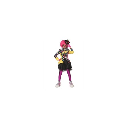 DEGUISEMENT FEMME CLOWN JAUNE ET NOIR  BELINDA BUTTON TAILLE 48-50