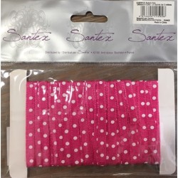 RUBAN ROSE A POIS BLANC 6 MM 5 M