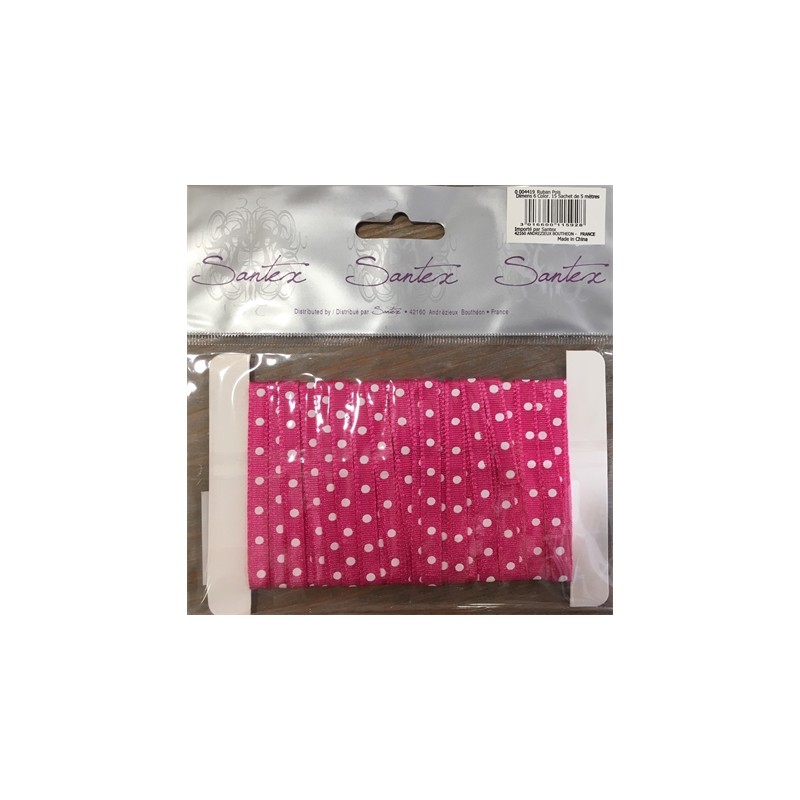 RUBAN ROSE A POIS BLANC 6 MM 5 M RUBAN ROSE A POIS BLANC 6 MM 5 M