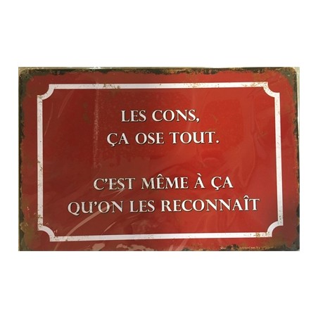 PLAQUE METAL VINTAGE LES CONS CA OSE TOUT