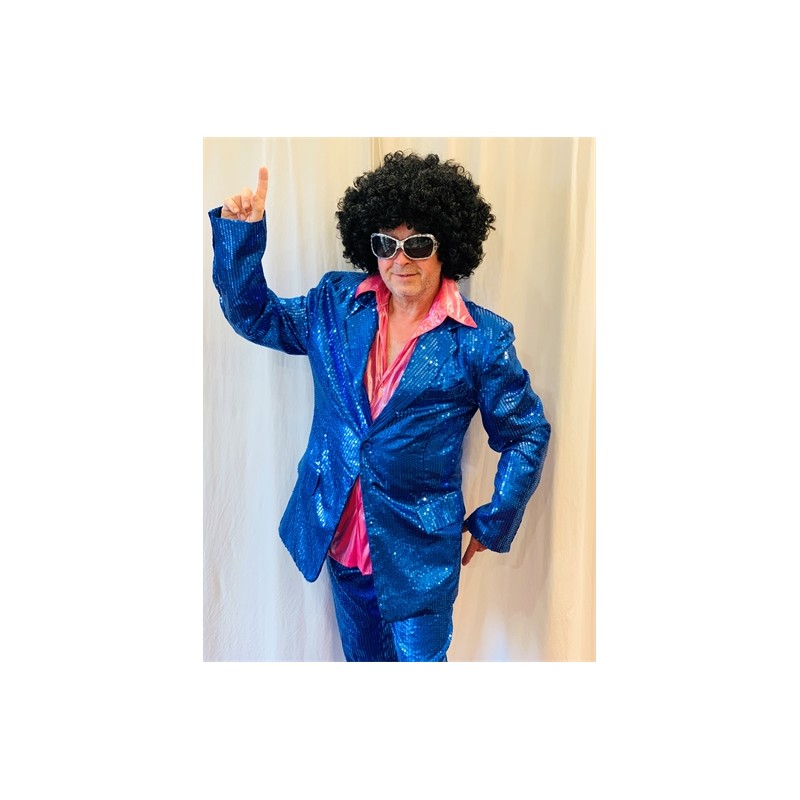 DEGUISEMENT DISCO ENSEMBLE BLEU PAILLETTE TAILLE 54