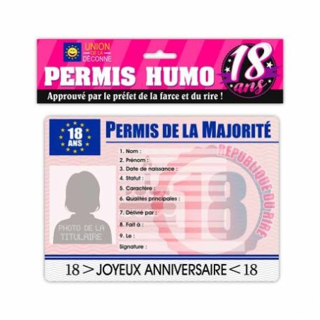 PERMIS HUMOUR 18 ANS FILLE 