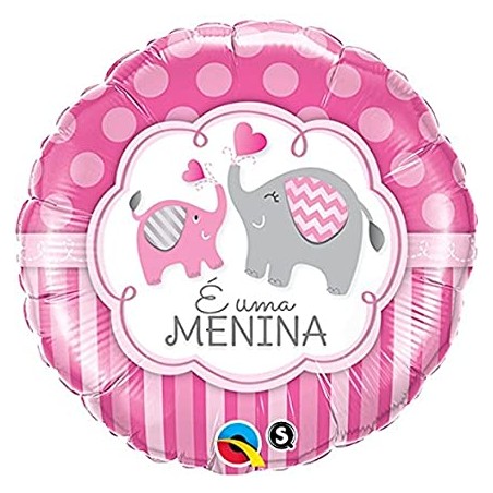 BALLON METALLIQUE ROND E UMA MENINA 