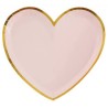 10 ASSIETTES COEUR ROSE BB METAL OR