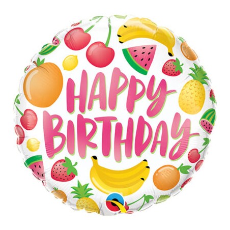 BALLON METALLIQUE ROND FRUITS 46 CM 