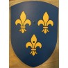 BOUCLIER EN BOIS FLEUR DE LYS BLEUE 27 X 37 CM