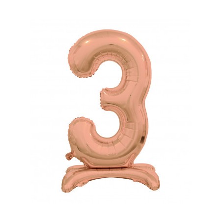 BALLON METALLIQUE CHIFFRE 3 ROSE GOLD  76 CM 
