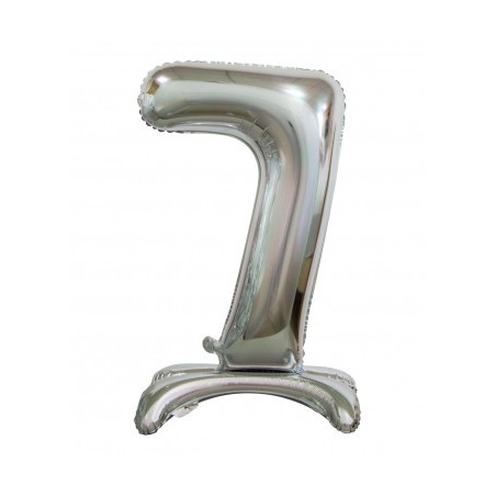BALLON METALLIQUE CHIFFRE 7 ARGENT 76 CM 
