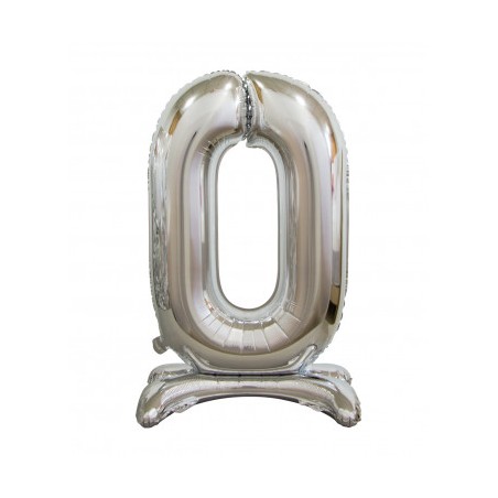BALLON METALLIQUE CHIFFRE 0 ARGENT 76 CM 