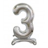 BALLON METALLIQUE CHIFFRE 3 ARGENT 76 CM 