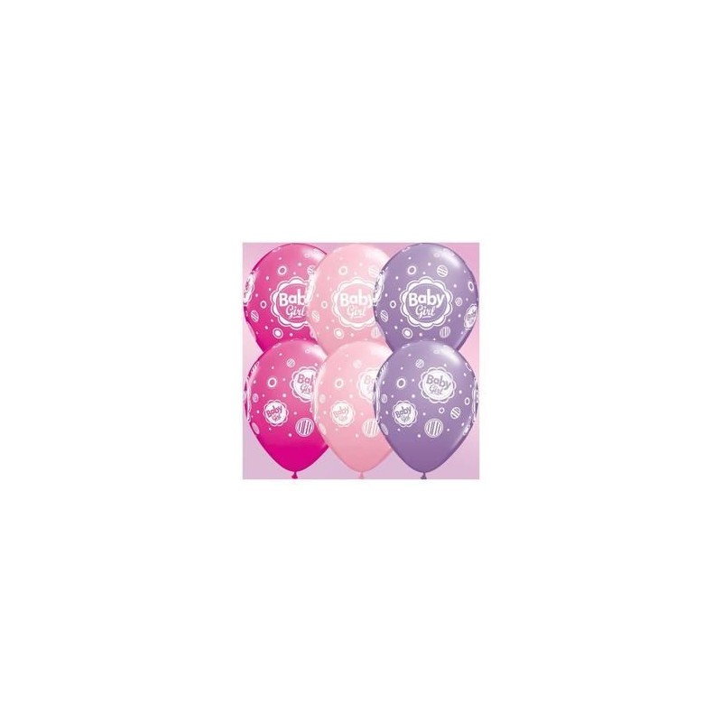 10 BALLONS LATEX BABY GIRL 3 COULEURS ASSORTIES 