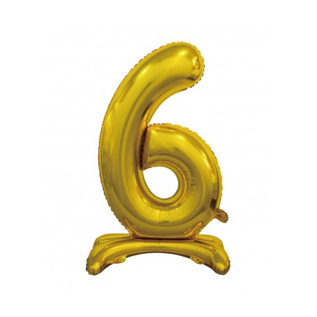 BALLON METALLIQUE CHIFFRE 6 OR 76 CM 