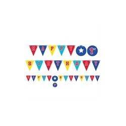 GUIRLANDE PAVILLONS CIRQUE HAPPY BIRTHDAY 1.8 M X 13.9 CM