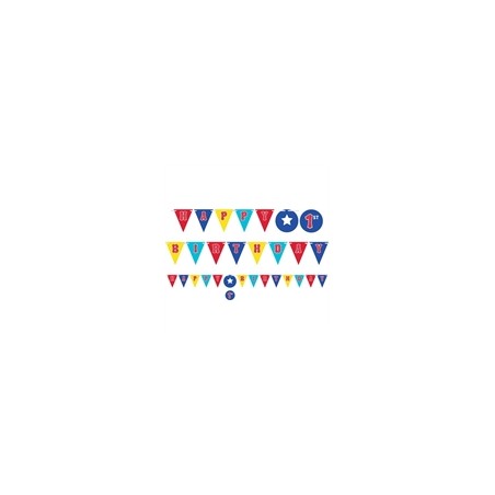 GUIRLANDE PAVILLONS CIRQUE HAPPY BIRTHDAY 1.8 M X 13.9 CM