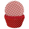 75 CAISSETTES DE CUISSON EN PAPIER POUR CUPCAKE ROUGE A MOTIFS