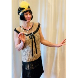 DEGUISEMENT ROBE CHARLESTONE OR ET NOIR LUXE TAILLE S-M 