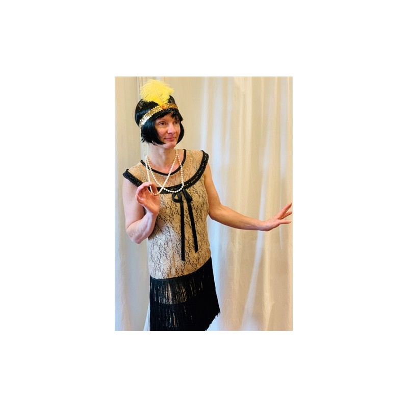DEGUISEMENT ROBE CHARLESTONE OR ET NOIR LUXE TAILLE S-M 