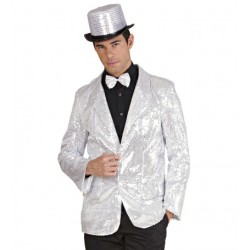DEGUISEMENT VESTE PAILLETTE OU SEQUIN  ARGENT TAILLE XL