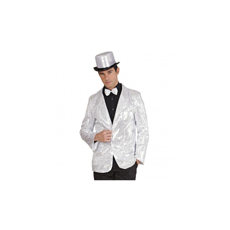 DEGUISEMENT VESTE PAILLETTE OU SEQUIN ARGENT TAILLE XL DEGUISEMENT VESTE PAILLETTE OU SEQUIN ARGENT TAILLE XL