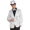 DEGUISEMENT VESTE PAILLETTE OU SEQUIN  ARGENT TAILLE XL