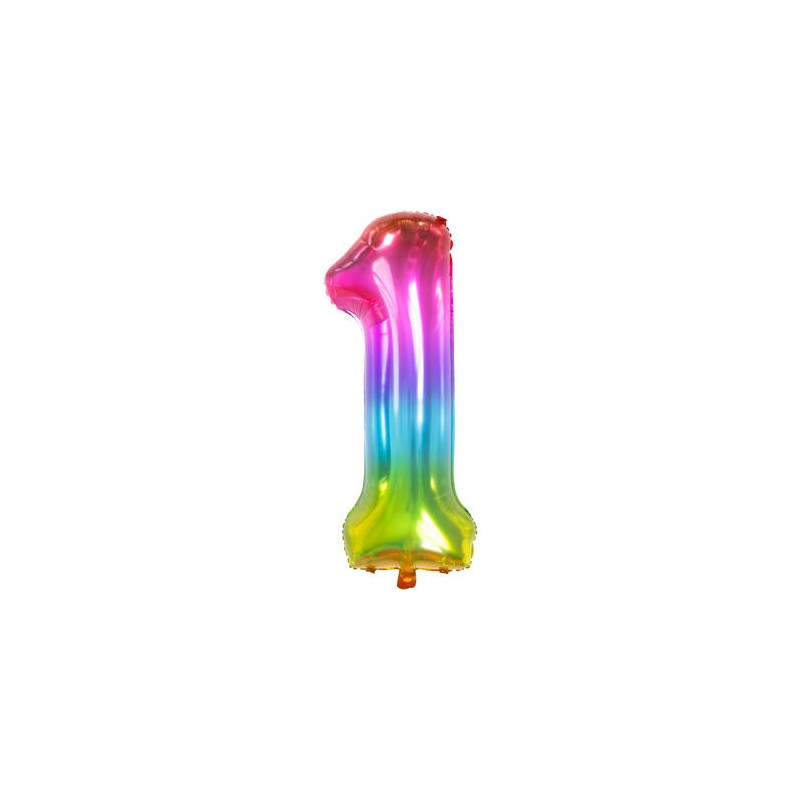 BALLON METALLIQUE CHIFFRE 1 ARC EN CIEL MULTICOLORE 86 CM BALLON METALLIQUE CHIFFRE 1 ARC EN CIEL MULTICOLORE 86 CM