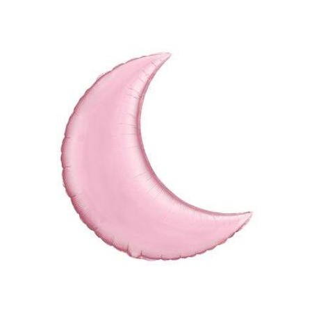 BALLON LUNE METALLIQUE QUALATEX 35" OU 89 CM ROSE PASTEL