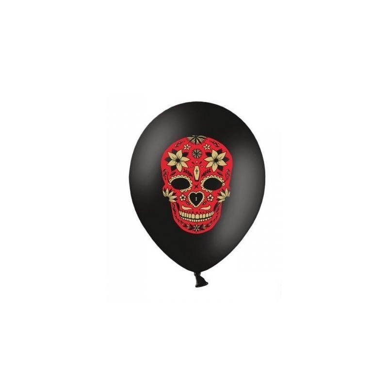 SACHET DE 6 BALLONS NOIR AVEC IMPRIME JOUR DE LA MORT 30 CM SACHET DE 6 BALLONS NOIR AVEC IMPRIME JOUR DE LA MORT 30 CM