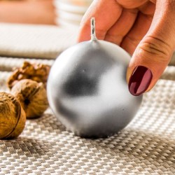 BOUGIE RONDE BOULE ARGENT 6 CM 
