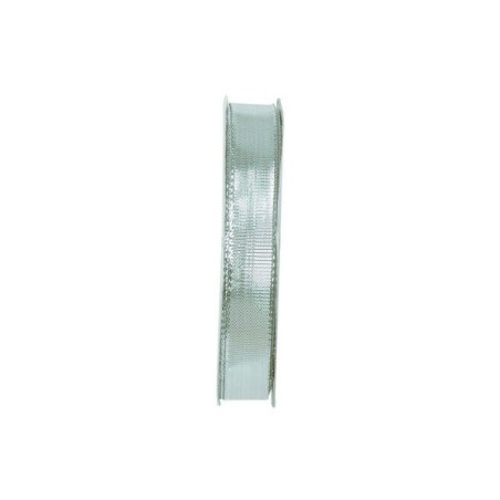 RUBAN TISSU METAL LAITONNE ARGENT  9 MM x 25 M