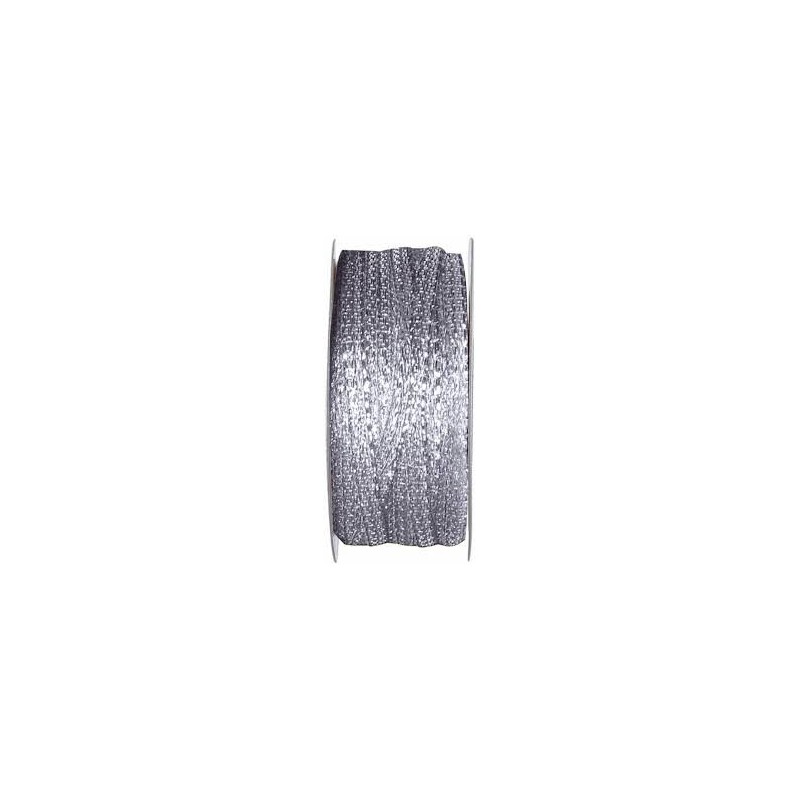 RUBAN TISSU METAL LAITONNE ARGENT  6 MM x 25 M