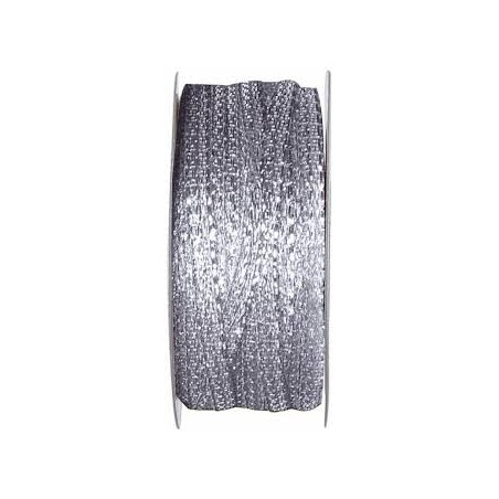 RUBAN TISSU METAL LAITONNE ARGENT  6 MM x 25 M