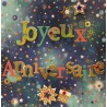 CARTE DOUBLE JOYEUX ANNIVERSAIRE  COLL'AGE 18 X 18 CM