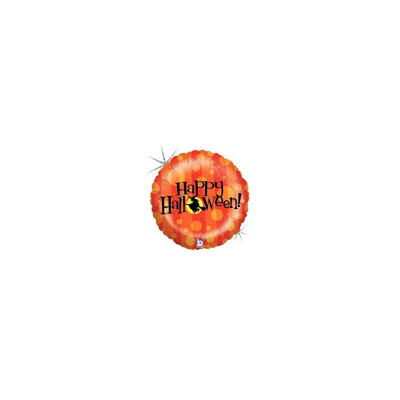 BALLON METALLIQUE ROND ORANGE HAPPY HALLOWEEN HOLLOGRAPHIC 91 CM BALLON METALLIQUE ROND ORANGE HAPPY HALLOWEEN HOLLOGRAPHIC 91 CM