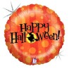 BALLON METALLIQUE ROND ORANGE HAPPY HALLOWEEN HOLLOGRAPHIC 91 CM 