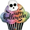 BALLON METALLIQUE CUP CAKE HAPPY HALLOWEEN TETE DE MORT 81 CM