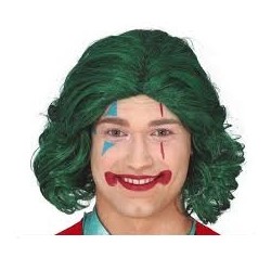 PERRUQUE HOMME CLOWN  CHEVEUX LONG VERT 