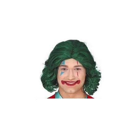 PERRUQUE HOMME CLOWN  CHEVEUX LONG VERT 