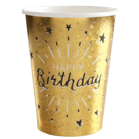 10 GOBELETS HAPPY BIRTHDAY OR ET NOIR 