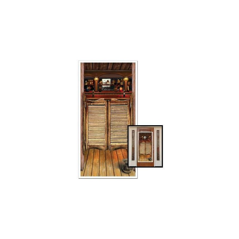 DECORATION MURALE PORTE DE SALOON WESTERN 76 CM X 1.52 M