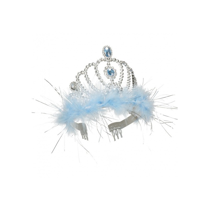 COURONNE OU DIADEME DE PRINCESSE ARGENT AVEC MARABOU BLEU COURONNE OU DIADEME DE PRINCESSE ARGENT AVEC MARABOU BLEU
