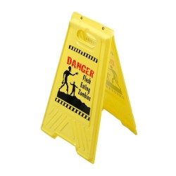 DECORATION HALLOWEEN PANNEAU SIGNALISATION DE SOL JAUNE DANGER 53 X 31 CM 