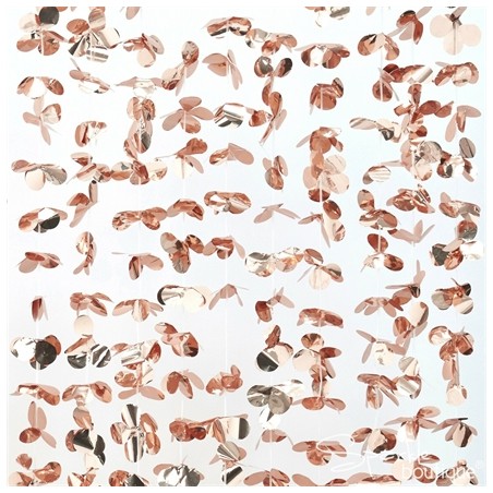 RIDEAU LAME ROSE GOLD FORME FLEURS 200 X 170 CM