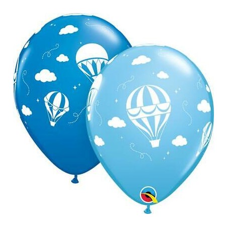 25 BALLON LATEX MONTGOLFIERE BLEU CLAIRE ET BLEU FONCE 11"