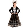 DEGUISEMENT ROBE SQUELETTE NOIRE ET ARGENT TAILLE 140 CM 