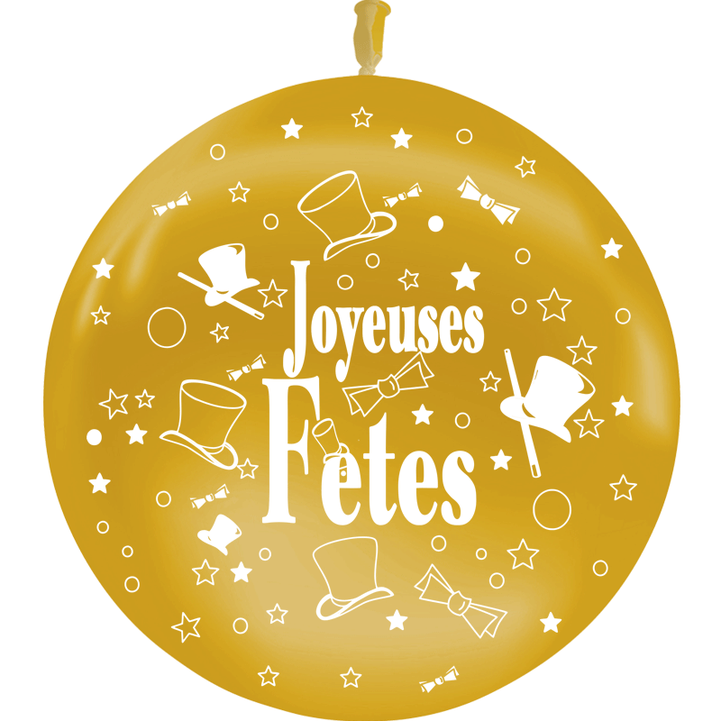 BALLON LATEX BALLOONIA 3' JOYEUSES FETES METAL OR BALLON LATEX BALLOONIA 3' JOYEUSES FETES METAL OR